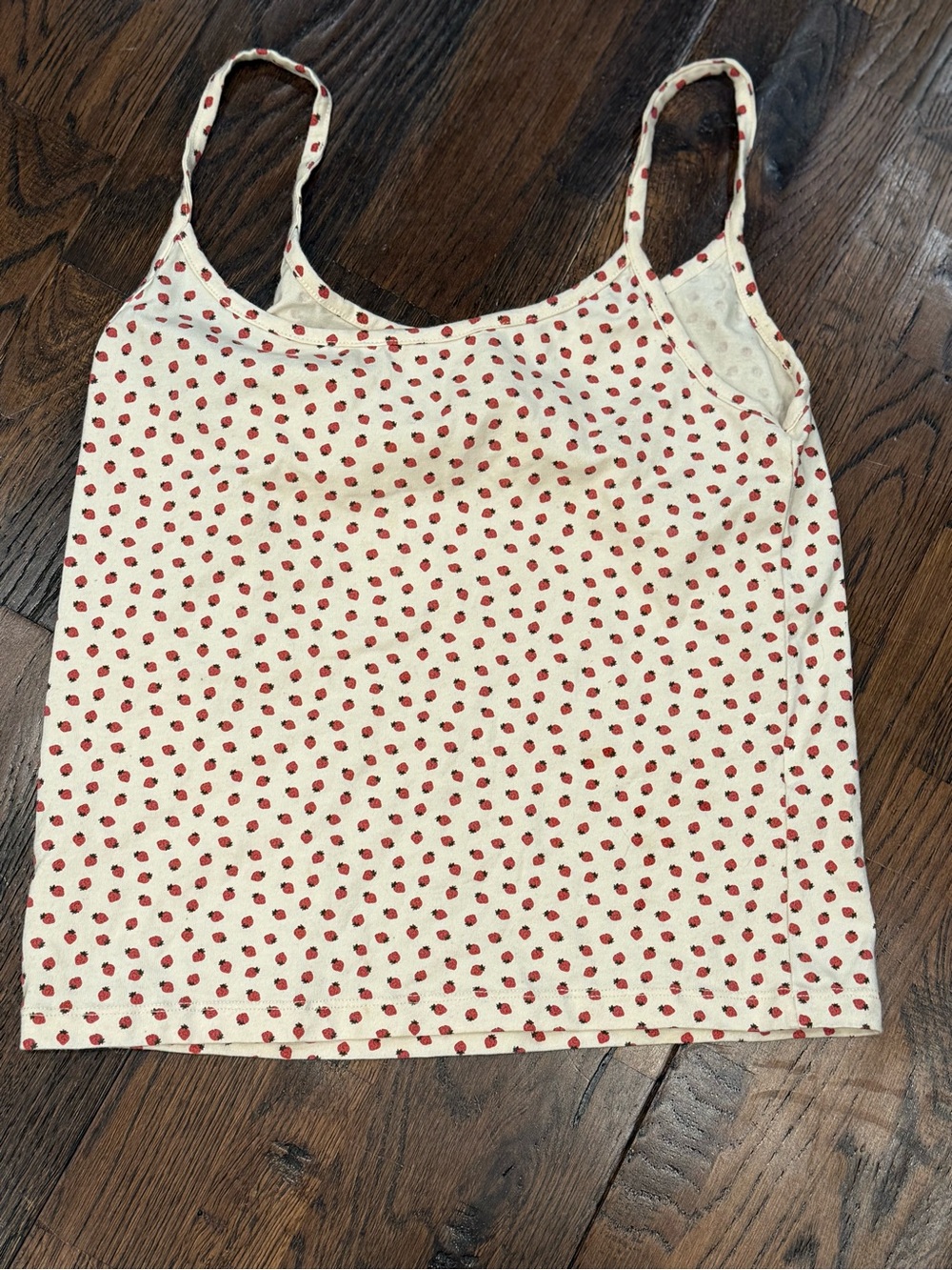 John Galt  Cream Cami with Red Strawberry Dots